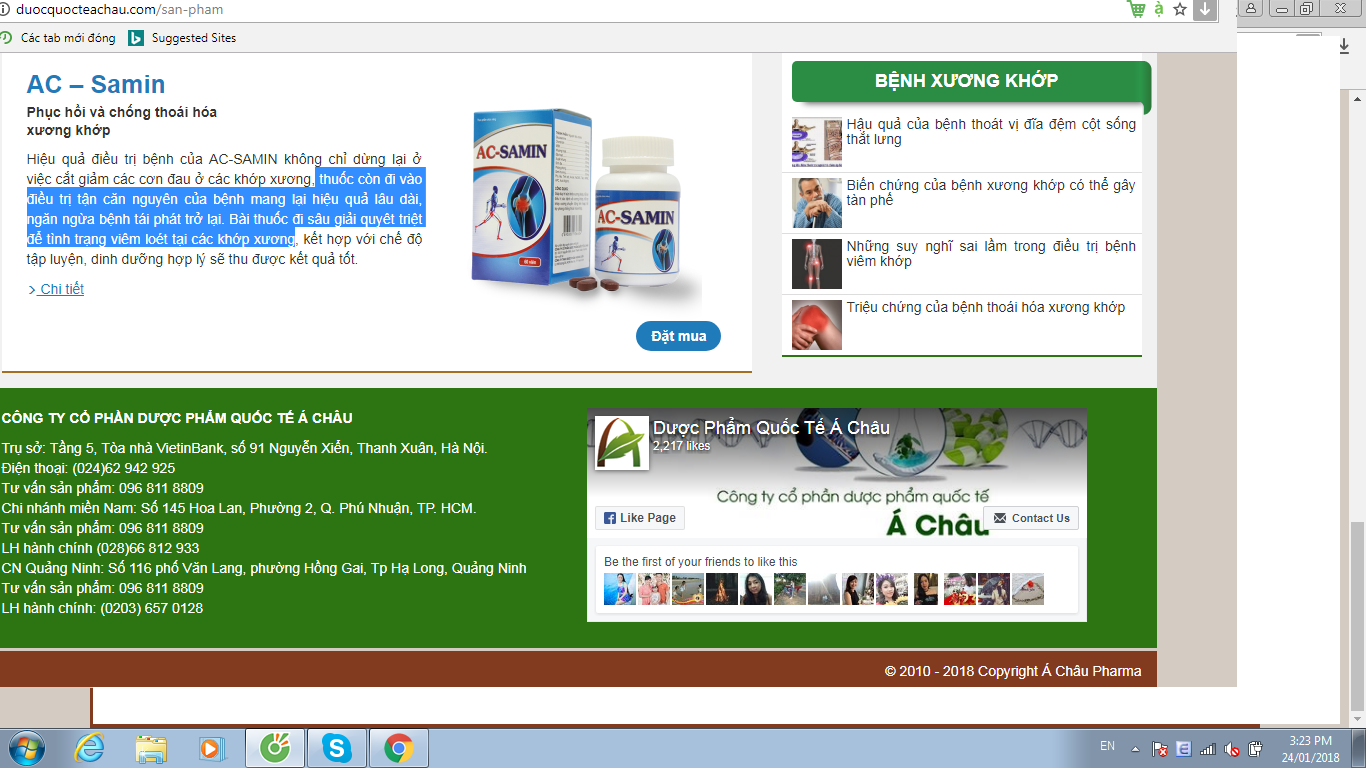 Công ty CP dược phẩm Quốc tế Á Châu tiếp tục quảng cáo TPCN như thuốc chữa bệnh?