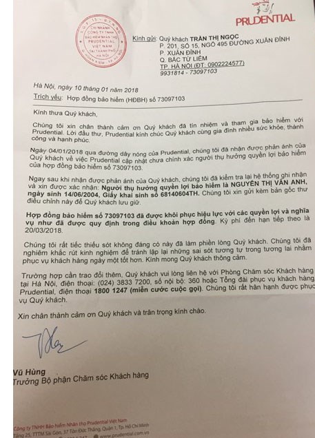 Bảo hiểm Prudential: Không chịu lắng nghe, buông lời thô thiển