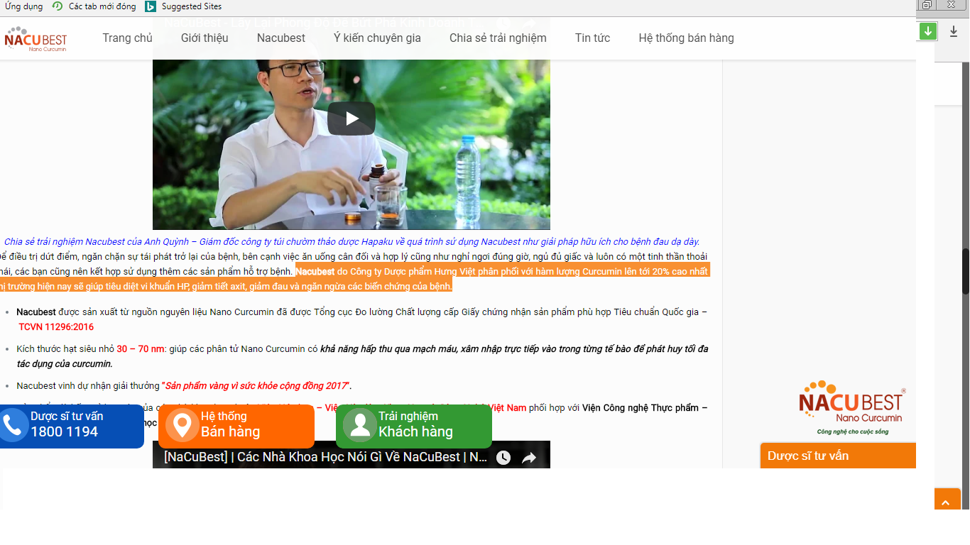 Thực phẩm chức năng Nacubest được thổi phồng tác dụng như thuốc chữa bệnh?
