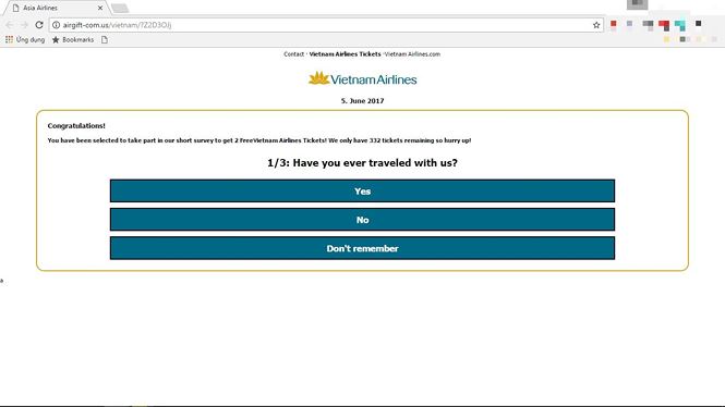 Cảnh giác trước chiêu tặng vé máy bay để lấy thông tin cá nhân