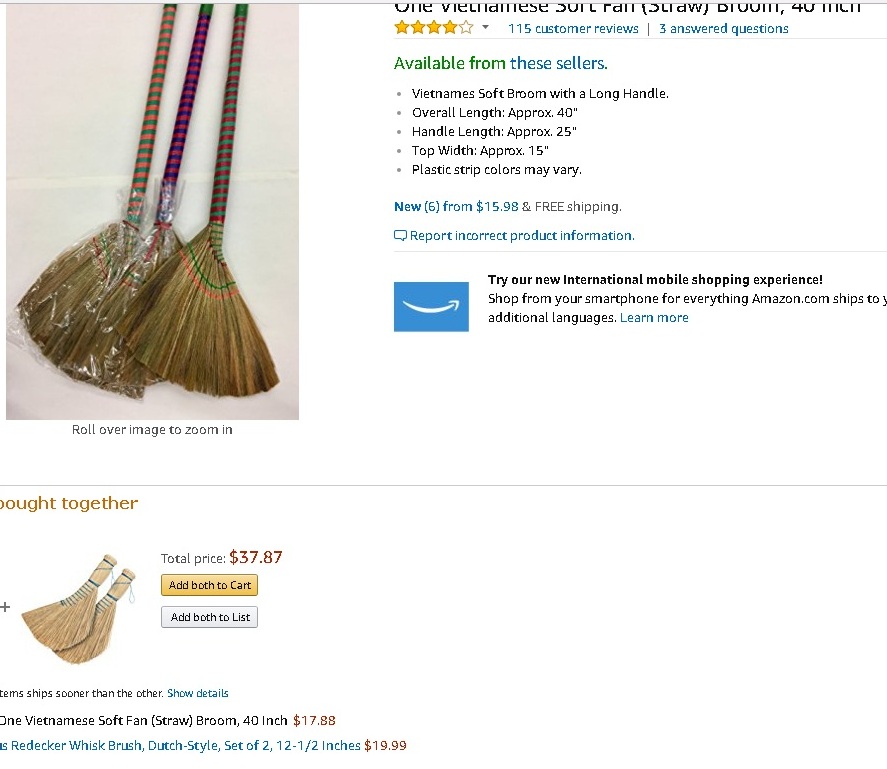 Chổi Việt  được bán trên thị trường thế giới với giá cao gấp 10 lần tại Việt Nam