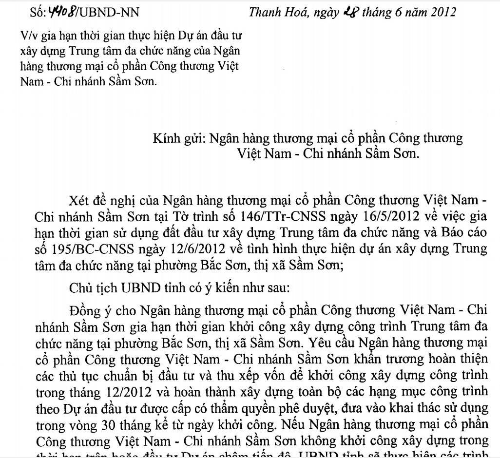 Dự án của VietinBank tại Thanh Hóa: Ì ạch và “chết yểu”