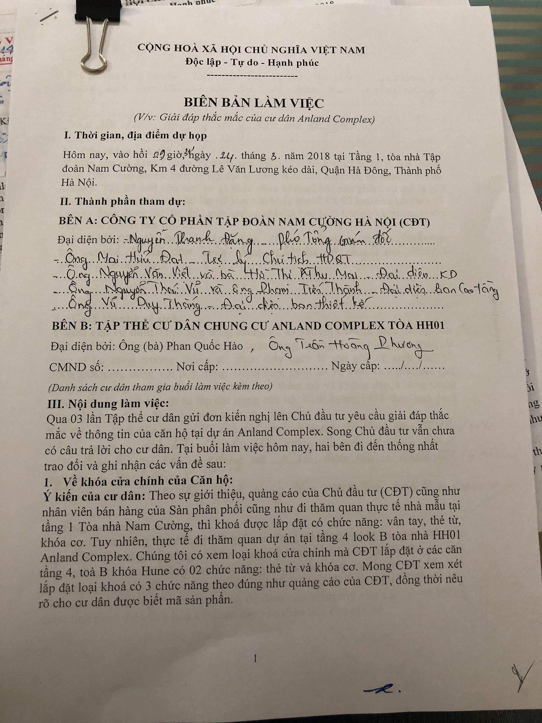 Lùm xùm xung quanh dự án Anland Complex CĐT Nam Cường chống cháy với cư dân ra sao?