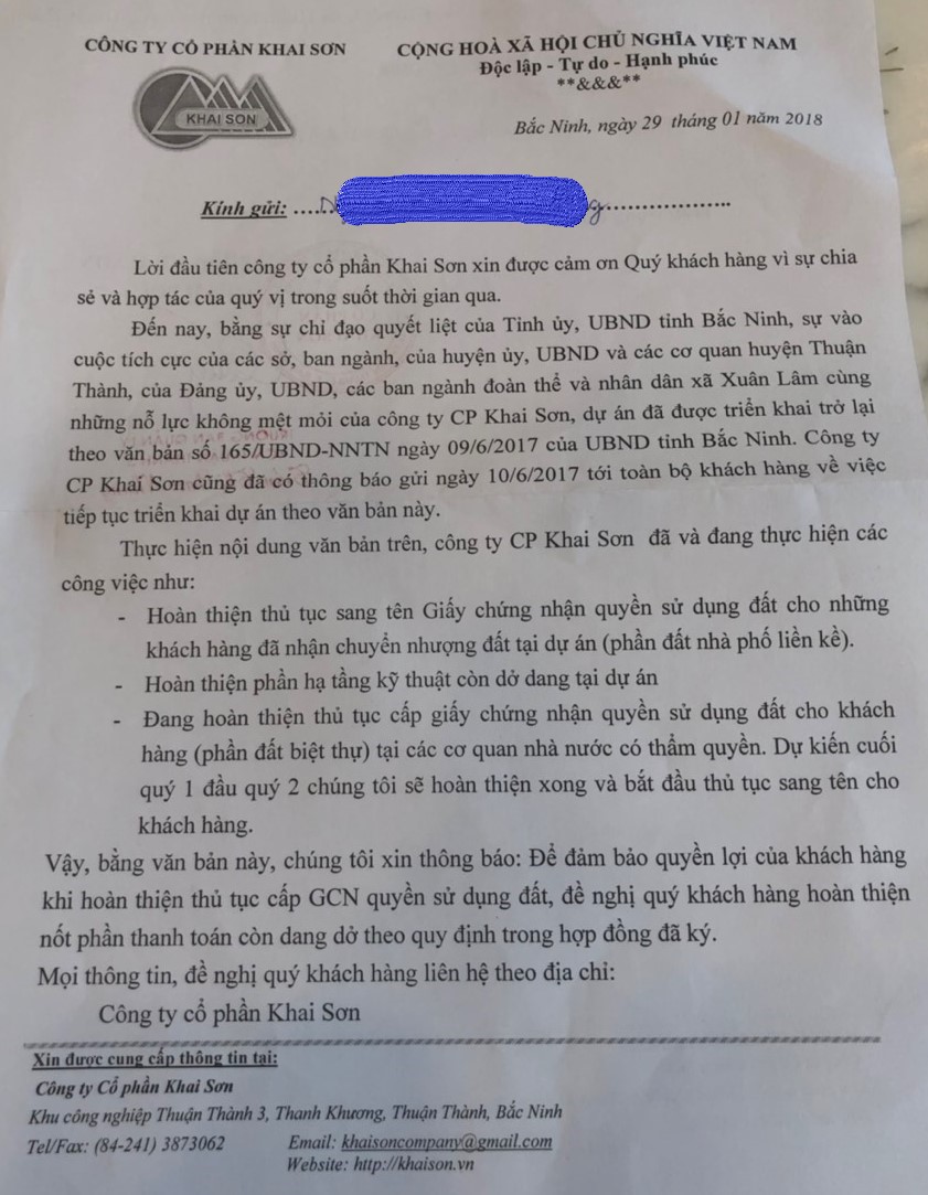 Công ty CP Khai Sơn: Lần theo “vết đen” từ dự án ở Bắc Ninh 