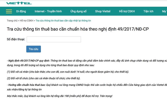 Hướng dẫn cách kiểm tra số điện thoại có cần bổ sung ảnh chân dung hay không