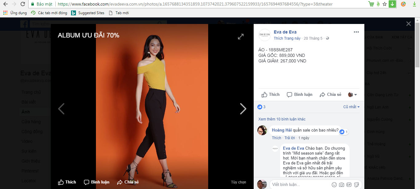 Nhãn hàng thời trang Eva de Eva vi phạm hoạt động khuyến mại?