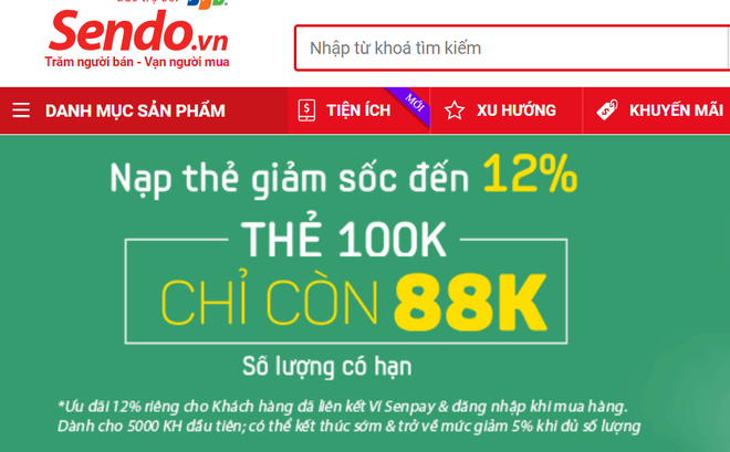 Khách tố hàng ngàn thẻ nạp tiền mua từ Sendo.vn bị mất 300 triệu đồng