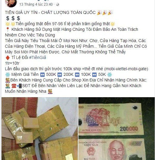 Ngang nhiên rao bán tiền giả trên mạng