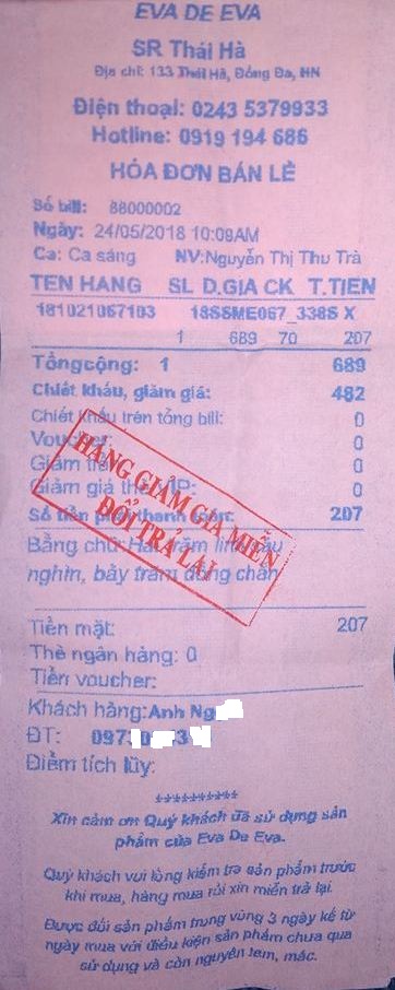 Nhãn hàng thời trang Eva de Eva vi phạm hoạt động khuyến mại?