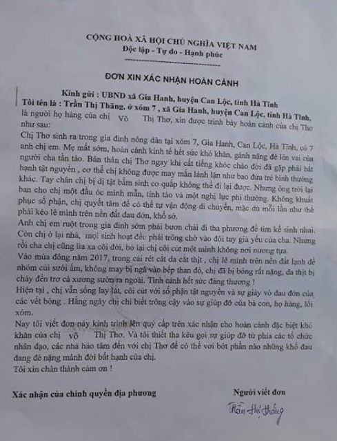 Hoàn cảnh éo le của người phụ nữ tật nguyền bị bỏng nặng