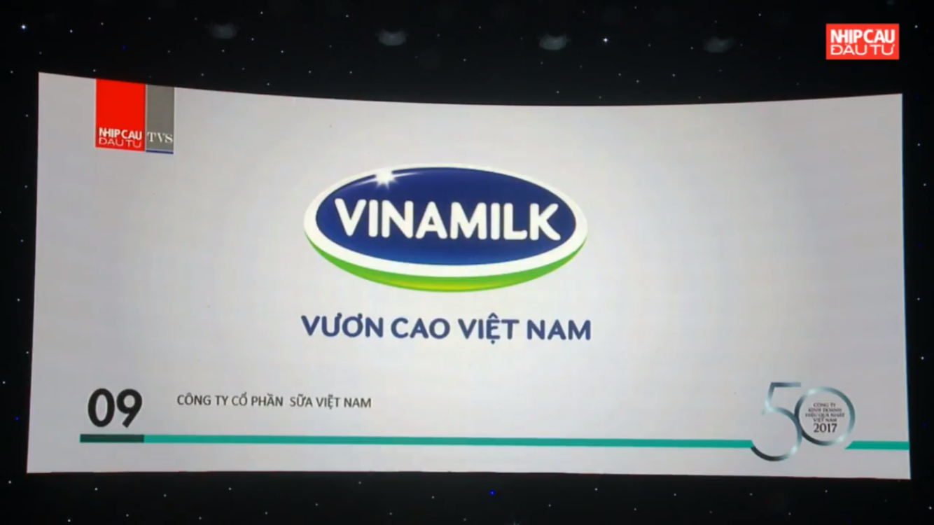 Vinamilk tiếp tục lọt vào danh sách “300 doanh nghiệp hàng đầu châu á” và top dẫn đầu “50 công ty kinh doanh hiệu quả nhất Việt Nam” năm 201