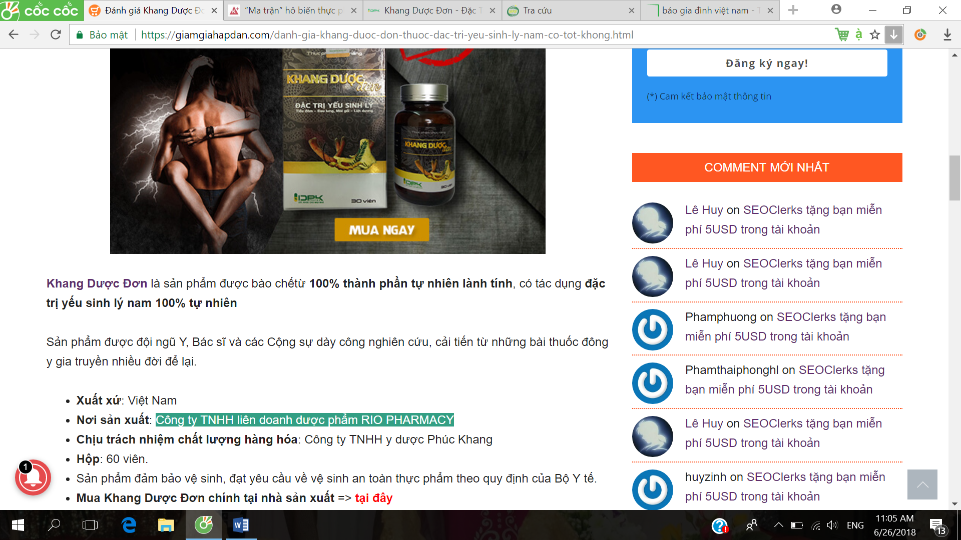 Cty TNHH Y dược Phúc Khang: Quảng cáo sai quy định