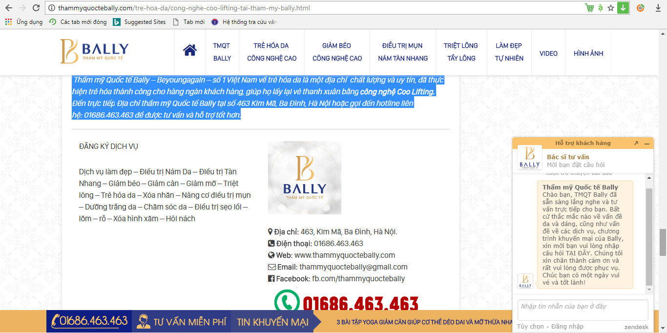 Thẩm mỹ Bally vi phạm luật quảng cáo, tự thổi phồng về chất lượng dịch vụ?