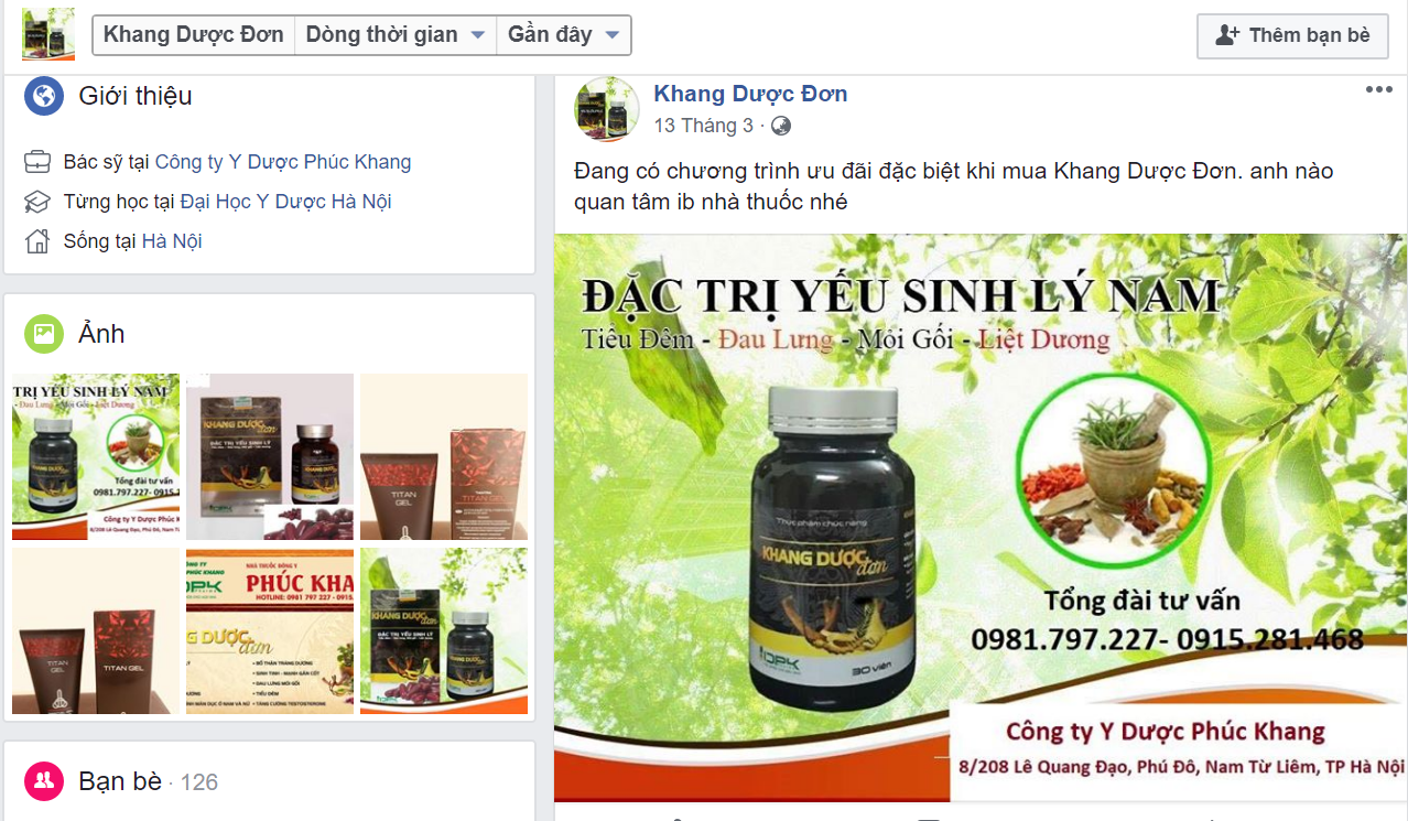 Cty TNHH Y dược Phúc Khang: Quảng cáo sai quy định