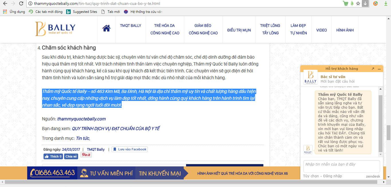 Thẩm mỹ Bally vi phạm luật quảng cáo, tự thổi phồng về chất lượng dịch vụ?
