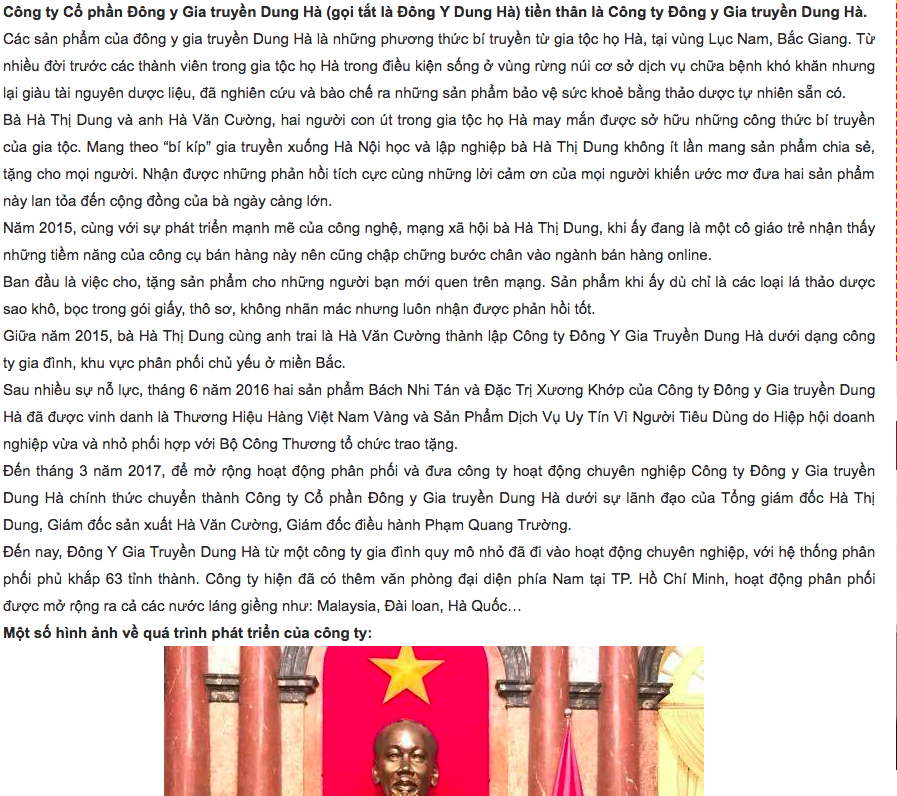 Bách Nhi Tán, Bách Xương Tán của Đông y Dung Hà: “Công bố là mỹ phẩm, quảng cáo trá hình thành thuốc chữa bệnh”