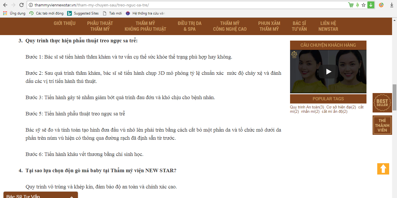 Thẩm mỹ viện New Star vô tư quảng cáo dịch vụ nâng ngực không được cấp phép?