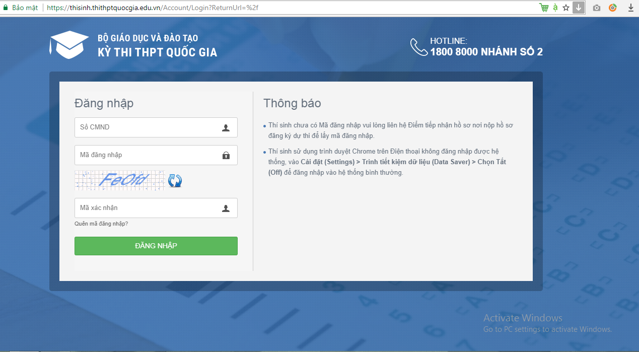 Hướng dẫn tra cứu điểm thi THPT Quốc gia 2018 