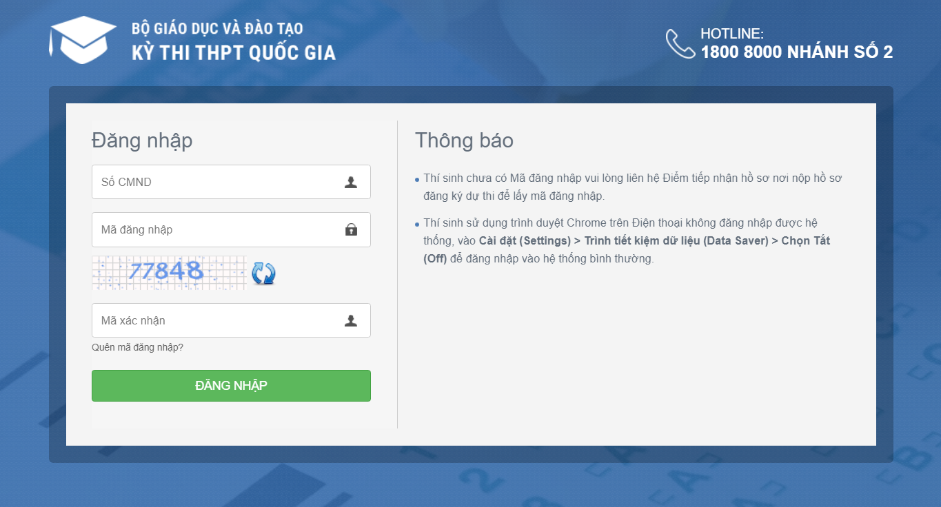 Hướng dẫn tra cứu điểm thi THPT Quốc gia 2018