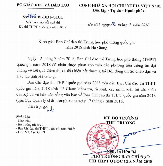 Bộ GD-ĐT yêu cầu rà soát vấn đề điểm thi THPT Hà Giang cao bất thường