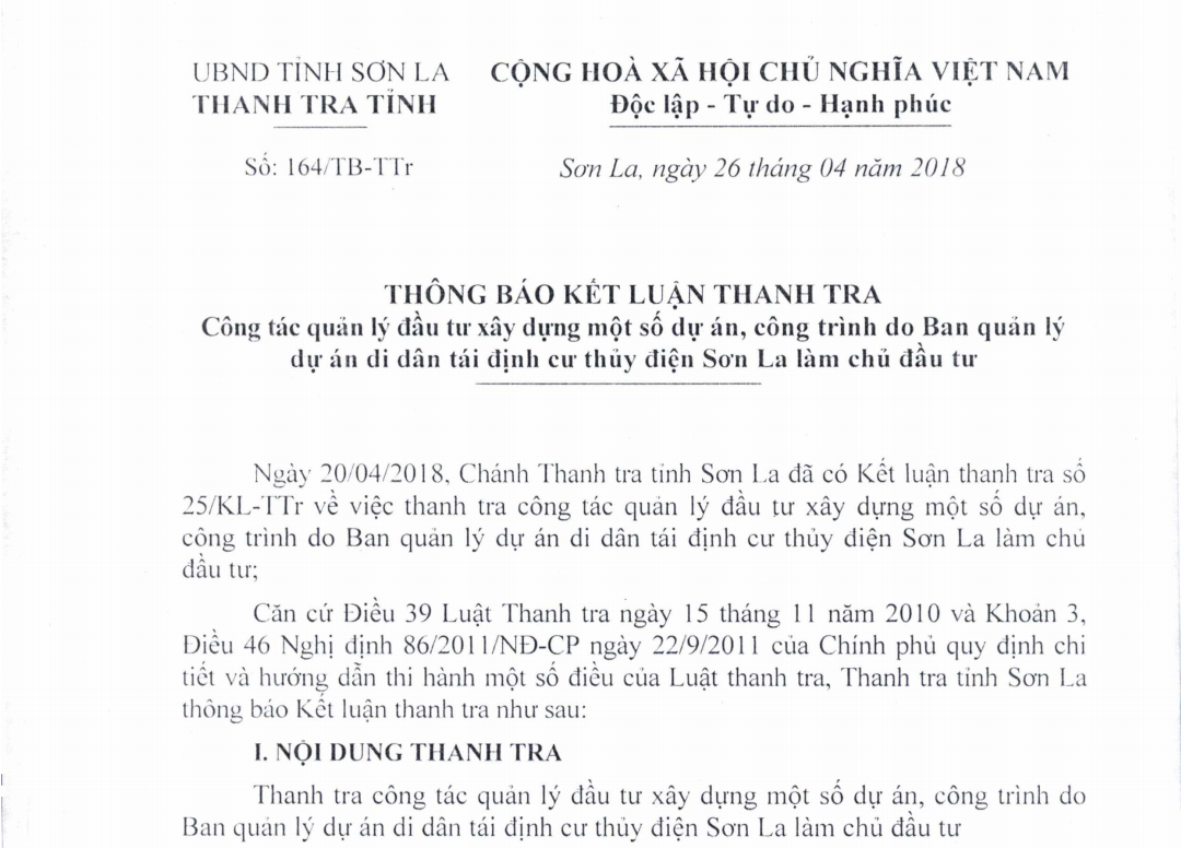 BQLDA di dân tái định cư thủy điện Sơn La: có nhiều sai sót trong quản lý xây dựng 