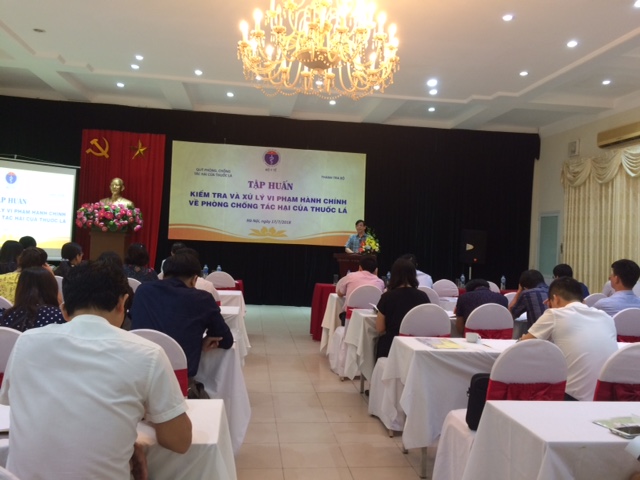 Bộ Y tế phối hợp với Thanh tra Bộ tổ chức lớp tập huấn Kiểm tra và xử lý vi phạm hành chính về phòng chống tác hại của thuốc lá 