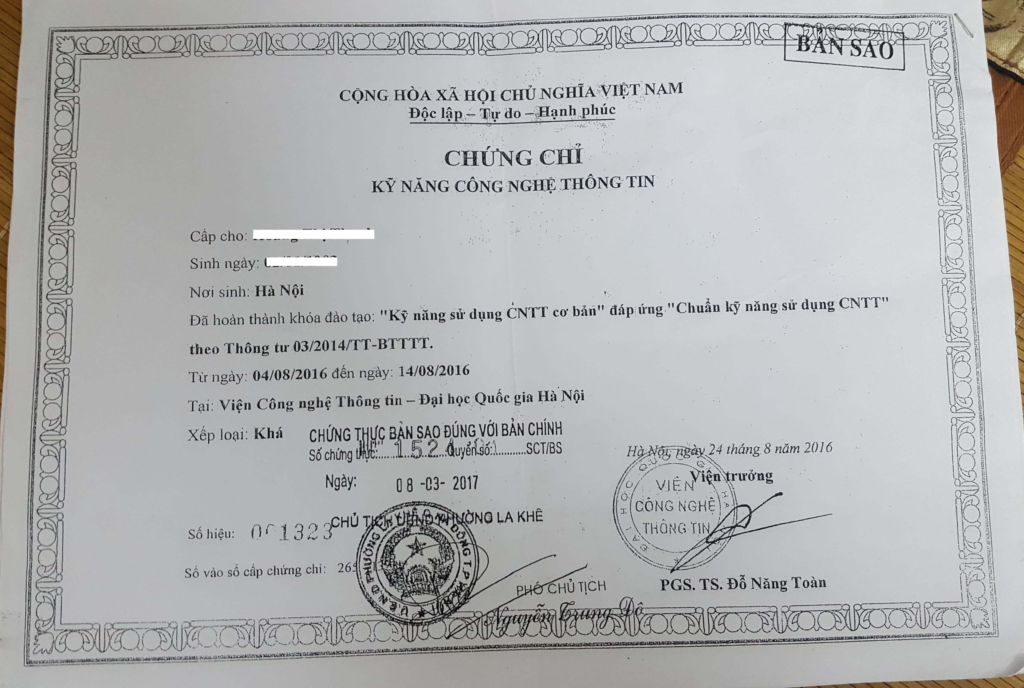 Viện CNTT - ĐHQG Hà Nội cấp chứng chỉ Công nghệ thông tin khi chưa được phê duyệt