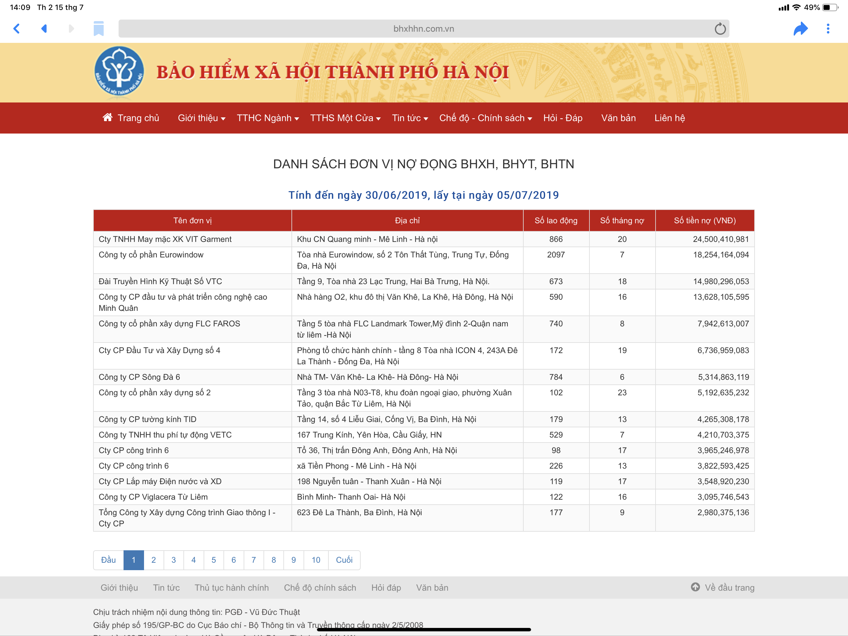 Công ty CP Eurowindow đứng top về nợ đọng nghĩa vụ bảo hiểm 