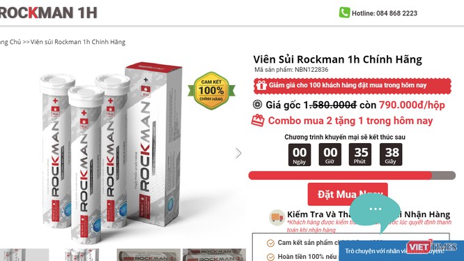 Sản phẩm Rockman bị thu hồi giấy xác nhận nội dung quảng cáo