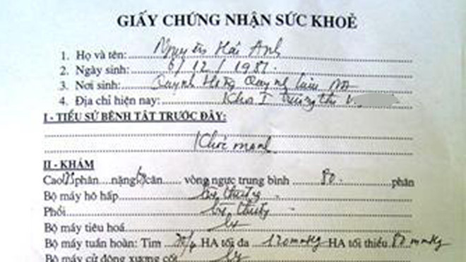 Triệt phá đường dây làm giả giấy khám sức khỏe