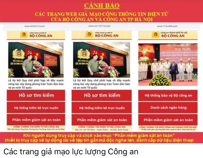 Bộ công an phát hiện 8 trang web giả mạo lực lượng công an