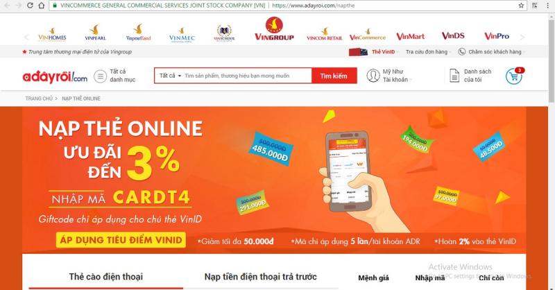 VinCommerce tạm dừng bán hàng trên trang thương mại điện tử Adayroi.com
