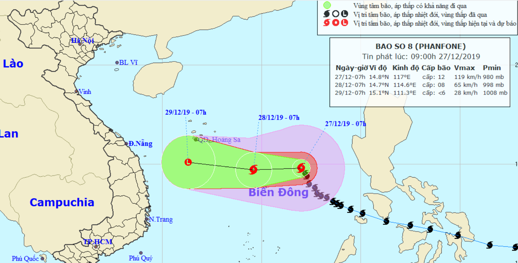 Bão số 8, cảnh báo thời tiết nguy hiểm trên Biển Đông