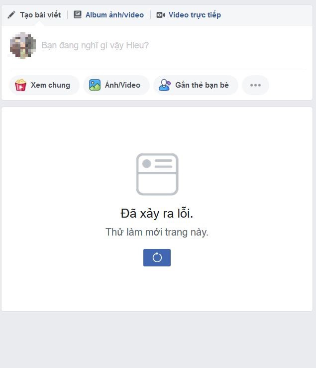 Người dùng Facebook bất ngờ gặp sự cố không hiển thị bảng tin