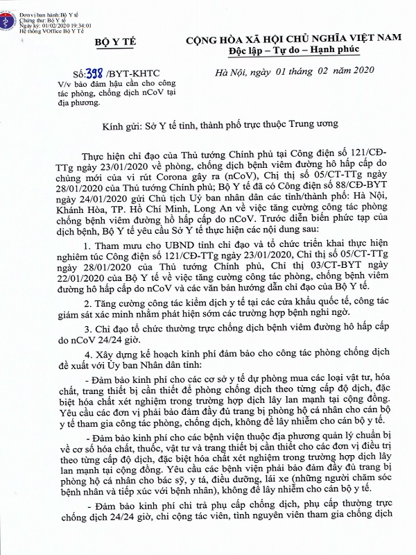 Bộ Y tế khẩn cấp về trang bị phòng hộ cho cán bộ y tế chống dịch nCoV