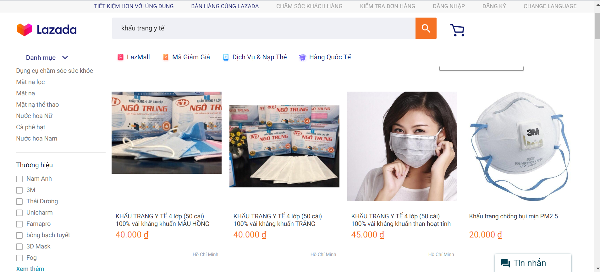 Kiểm soát giá mặt hàng khẩu trang y tế trên các sàn thương mại điện tử