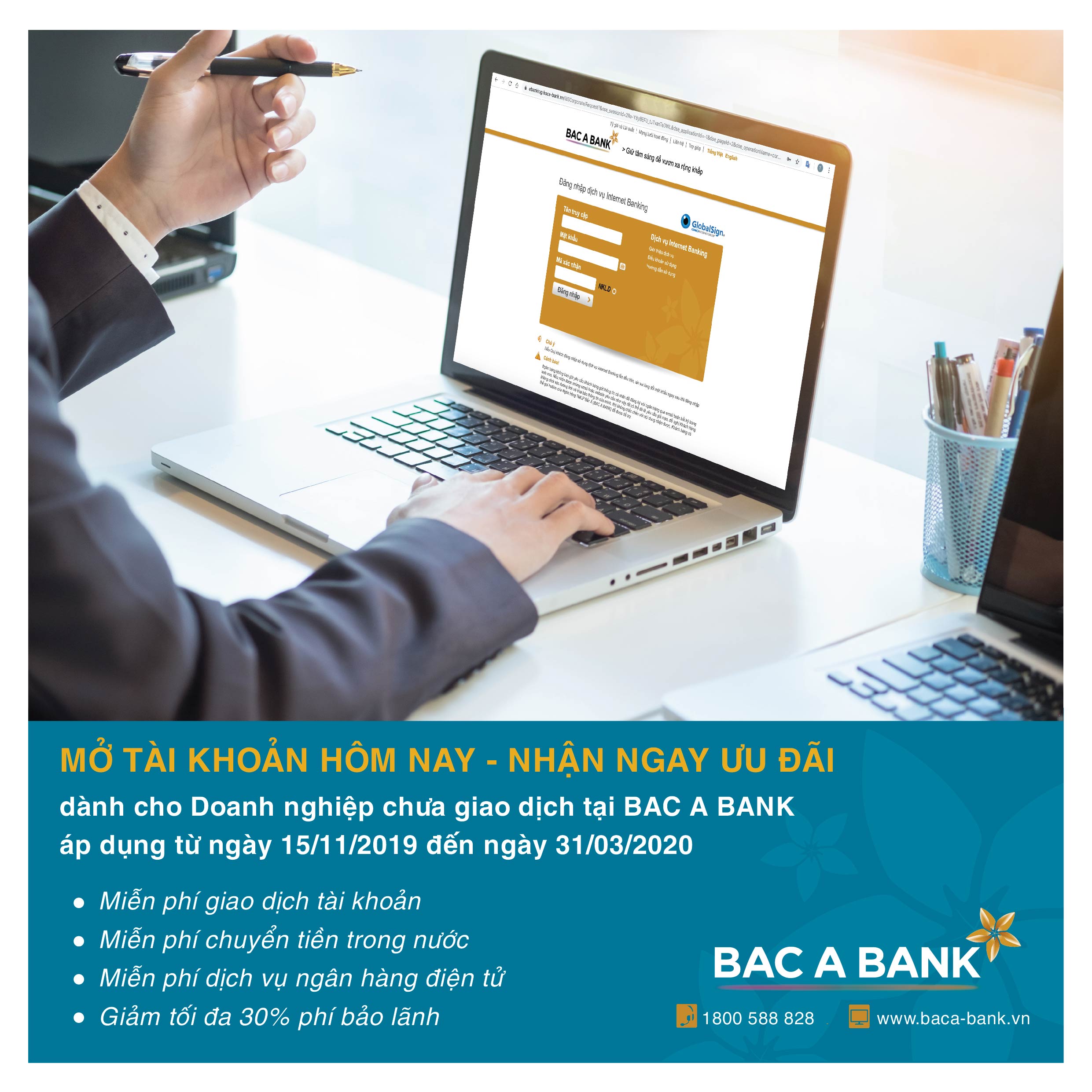 Tăng cường giao dịch trực tuyến tránh Covid 19, Bắc Á bank gửi tặng doanh nghiệp nhiều ưu đãi