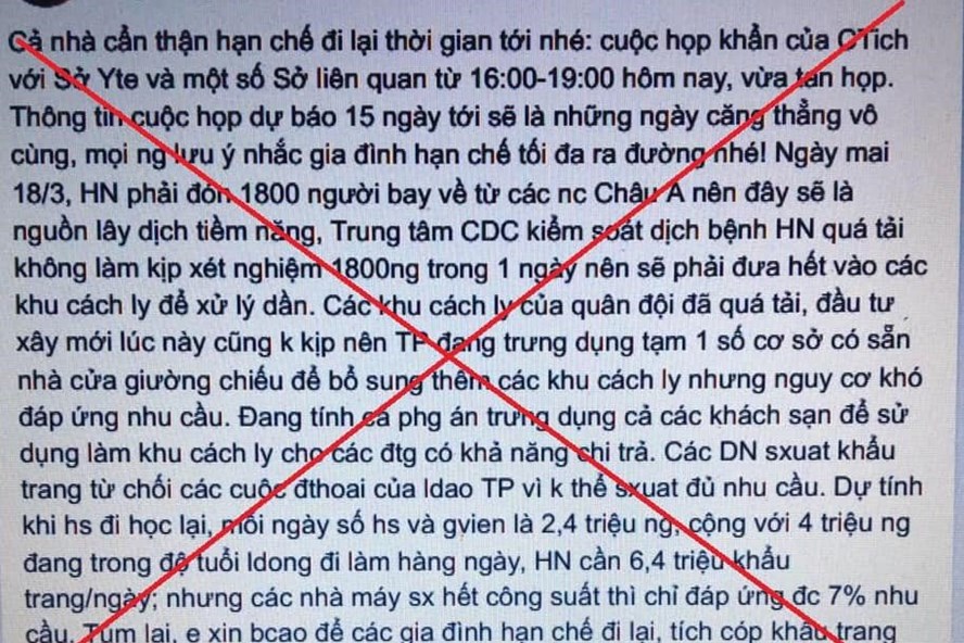 Triệu tập, xử lý 2 chủ tài khoản facebook tung tin Hà Nội sắp vỡ trận vì dịch Covid 19