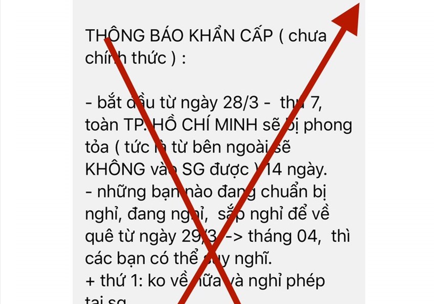 Bác bỏ thông tin TP. Hồ Chí Minh phong tỏa 14 ngày