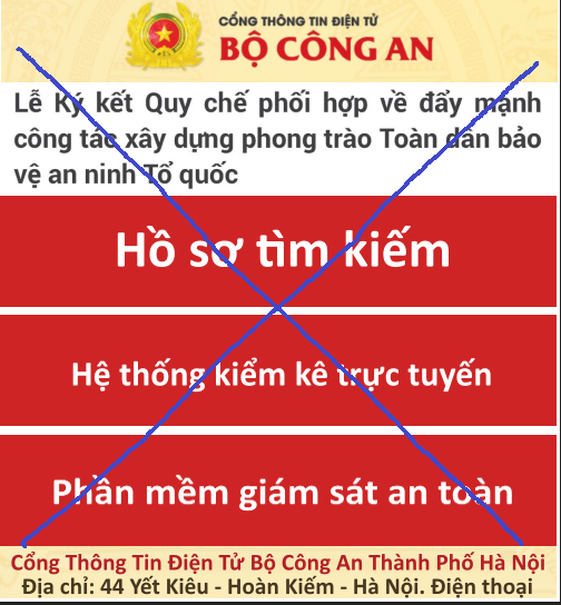 Cảnh báo trang web giả mạo Cổng Thông tin điện tử Bộ Công an thu thập thông tin người dùng