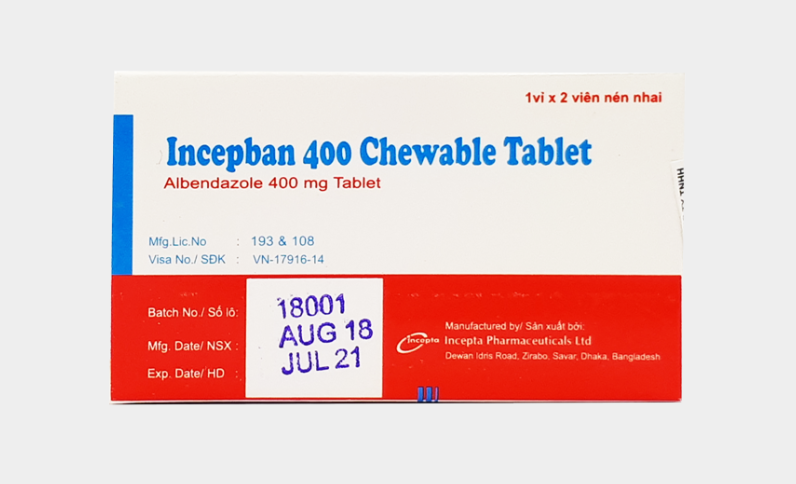 Đình chỉ lưu hành viên nén nhai Incepban 400 Chewable Tablet  không đạt tiêu chuẩn chất lượng