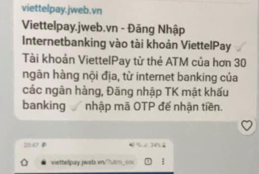 Cảnh báo trang web giả mạo ViettelPay lừa đảo chiếm đoạt tài sản