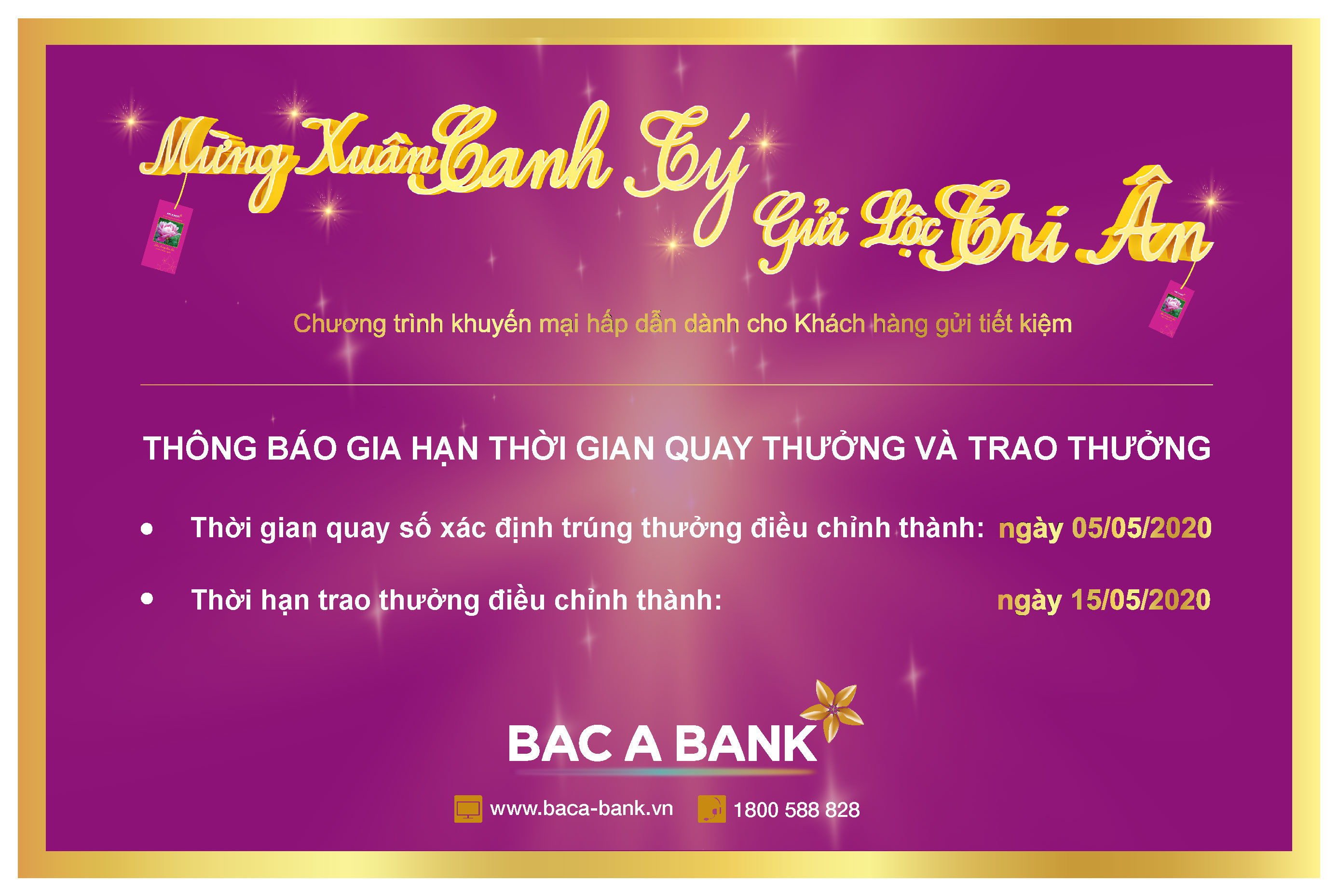 Thông tin mới nhất về chương trình khuyến mại “Mừng Xuân Canh Tý - gửi lộc tri ân” của BAC A BANK