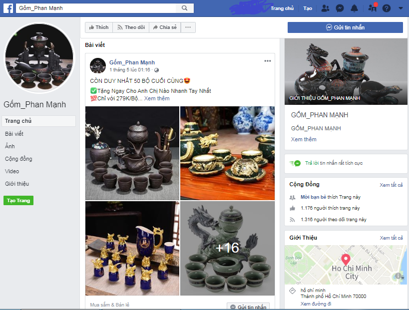 Nhiều khách hàng mua gốm Phan Mạnh qua Facebook sập bẫy lừa đảo