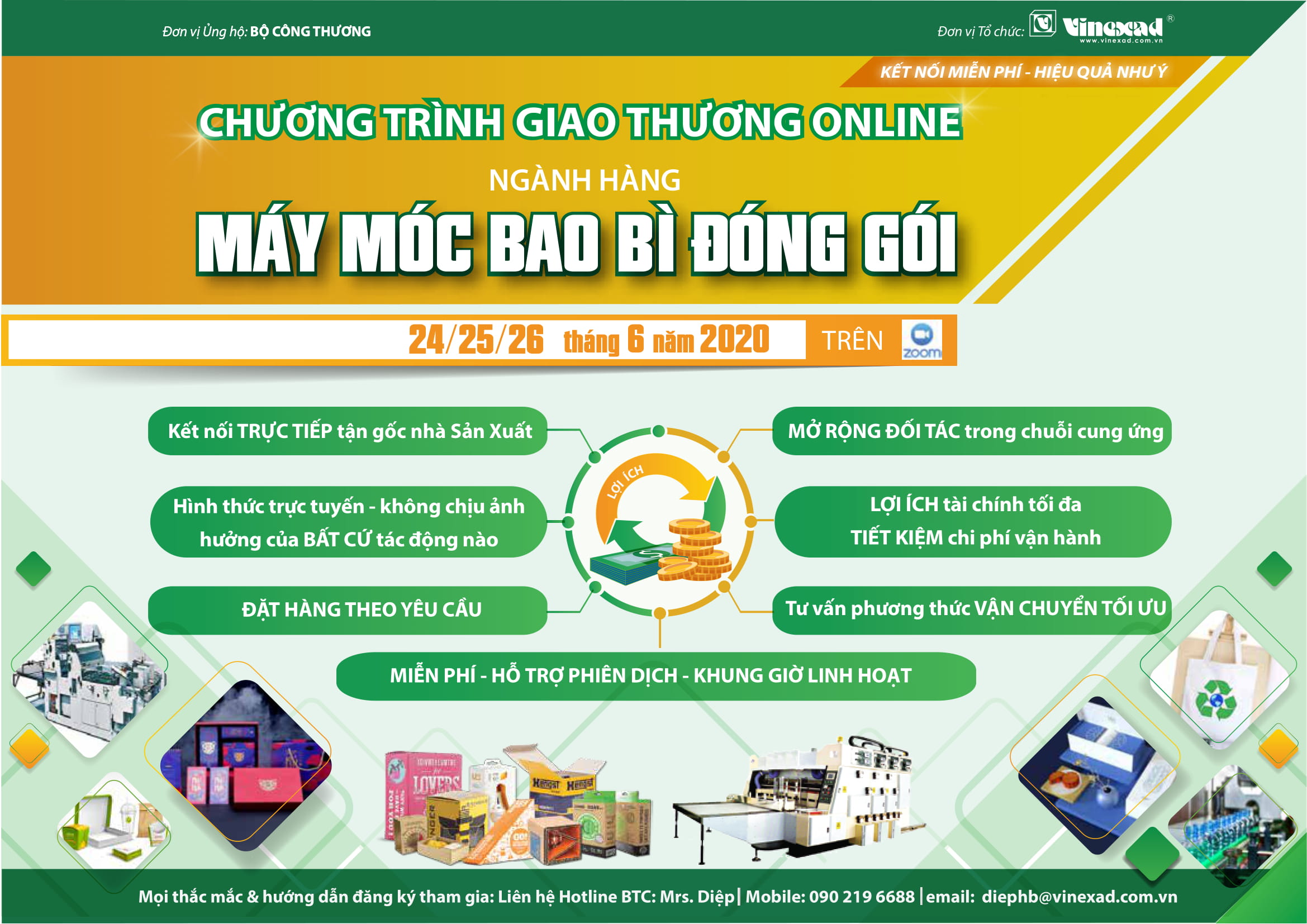 Mời tham dự chương trình giao thương online ngành hàng Máy móc bao bì đóng gói