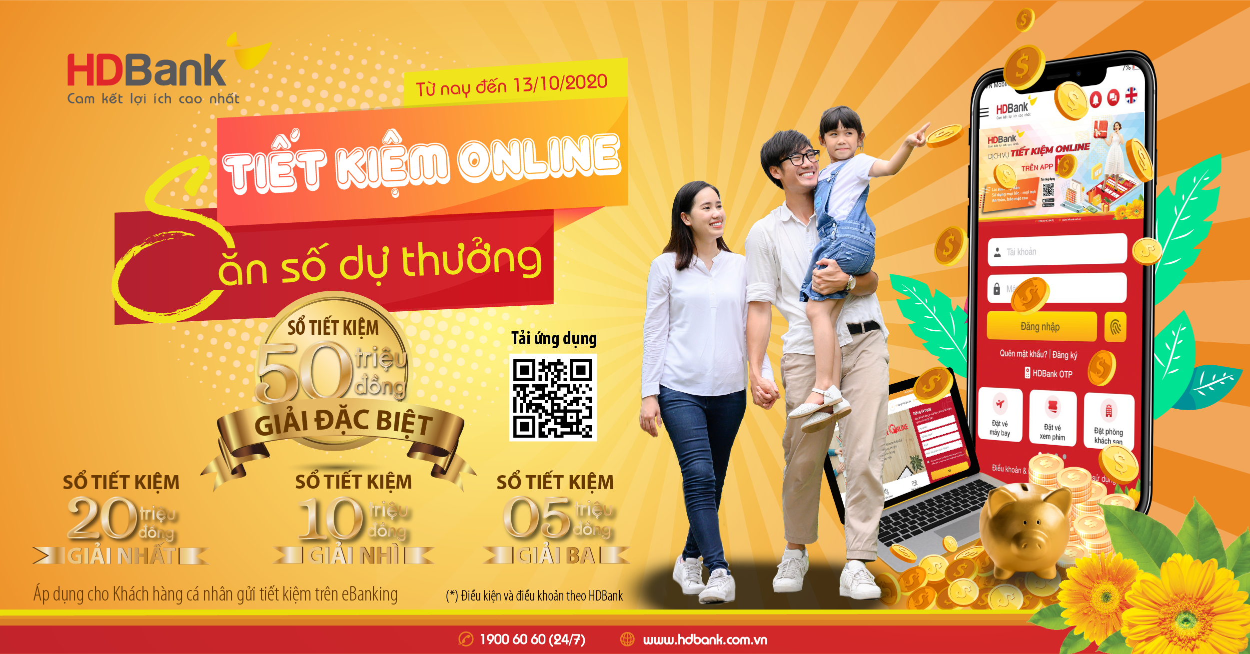 Gửi tiết kiệm online tại HDBank, săn giải thưởng 50 triệu