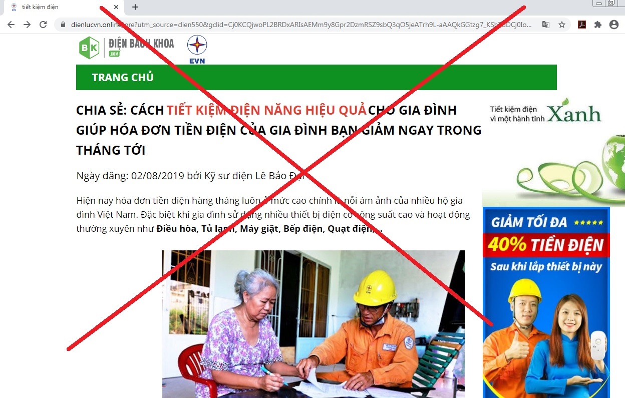 Cảnh báo tình trạng sử dụng logo của EVN để bán thiết bị tiết kiệm điện giả mạo