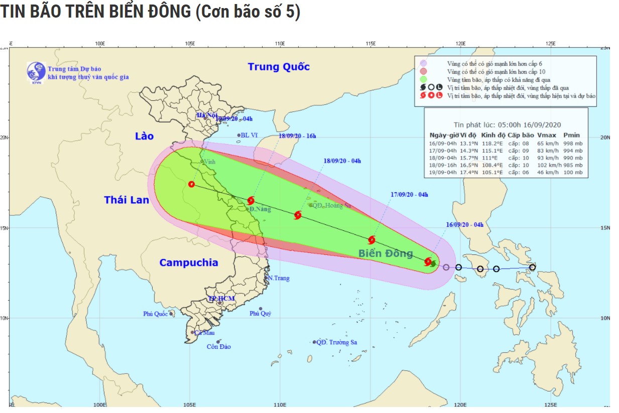 Tin bão trên Biển Đông - cơn bão số 5