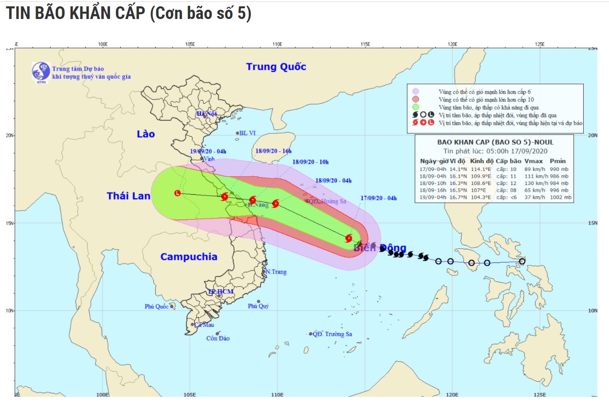 Cập nhật tin bão khẩn cấp - Cơn bão số 5