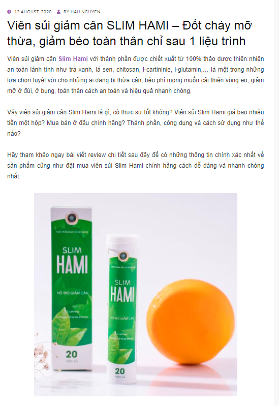 Cẩn trọng trước thông tin quảng cáo Thực phẩm bảo vệ sức khỏe Slim Hami